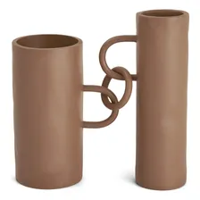 Dupla De Vasos Em Polirresina Marrom Mart 26cm Foto mini 1