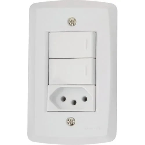 Duplo Simples + Tomada 20a Branco 4x2 Tramontina Lux2 Foto 1