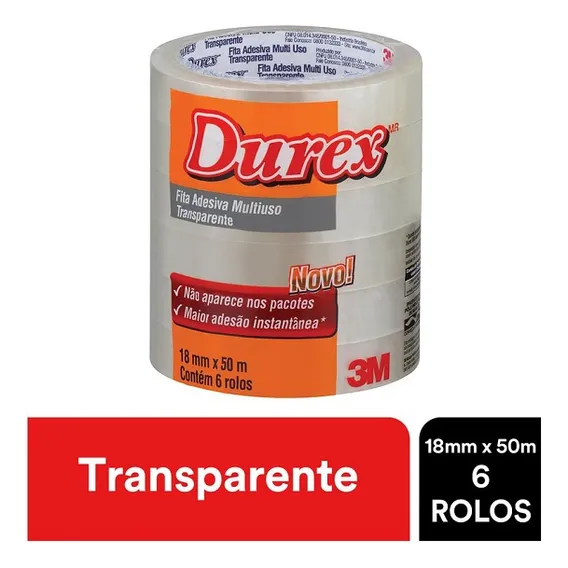 Durex Fita Adesiva 18mm X 50m 6 Rolos Foto 1