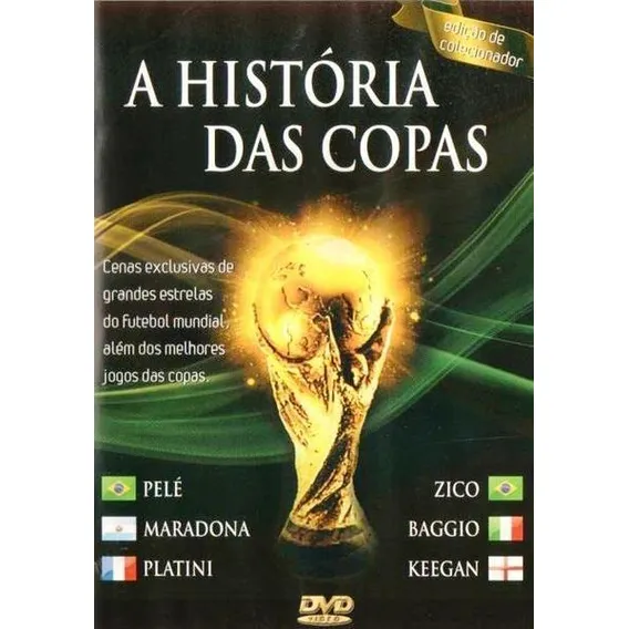 Dvd A História Das Copas - Pelé Maradona Platini Zico Baggio Foto 1