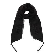 Echarpe Cachecol Xale Pashmina Floral Feminino Festa Moda Cor Preto Foto  mini 1
