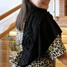 Echarpe Cachecol Xale Pashmina Floral Feminino Festa Moda Cor Preto Foto mini  2