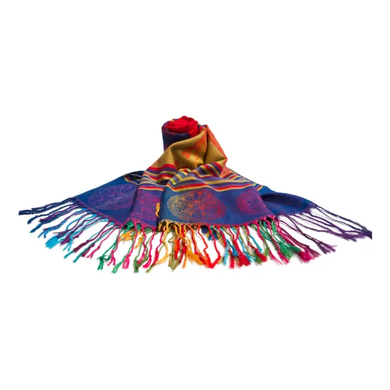 Echarpe Lenço Pashmina Seda Indiano Cachecol Xale Estampado Cor Vermelho Foto 1
