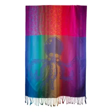 Echarpe Lenço Pashmina Seda Indiano Estampado Cachecol Xale Cor Vermelho Foto mini 3