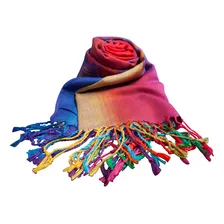 Echarpe Lenço Pashmina Seda Indiano Estampado Cachecol Xale Cor Vermelho Foto mini 1
