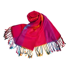 Echarpe Lenço Pashmina Seda Indiano Estampado Cachecol Xale Cor Vermelho Foto mini 4
