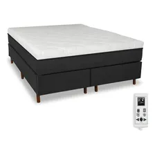 Eco New Colchões colchão magnético King 1,93m e 2,03m massageador cromoterapia energia bio quântica infravermelho antigGermes mais cama box cor preto Foto  mini 1