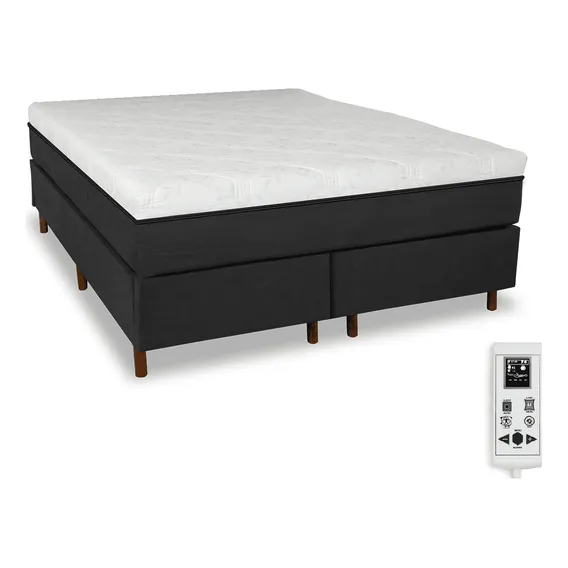 Eco New Colchões colchão magnético King 1,93m e 2,03m massageador cromoterapia energia bio quântica infravermelho antigGermes mais cama box cor preto Foto 1