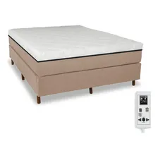 Eco New Colchões magnético Queen 1,58m x 1,98m massageador energia bio quantica infravermelho antigermes mais cama box mais cabeceira cor bege Foto  mini 1