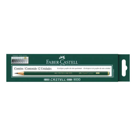 Ecolápis Grafite Faber Castell 9000 H - 12 Un Foto 1