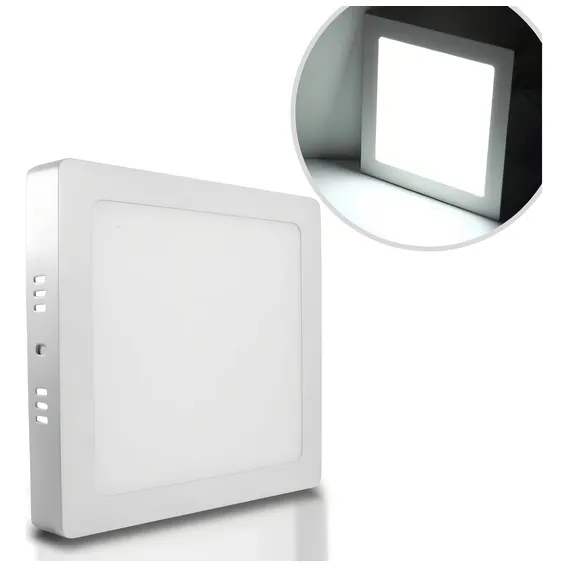 Economax Luminária Led Quadrada Sobrepor 18w 6500k Slim Estrutura Branco Bilvolt Foto 1