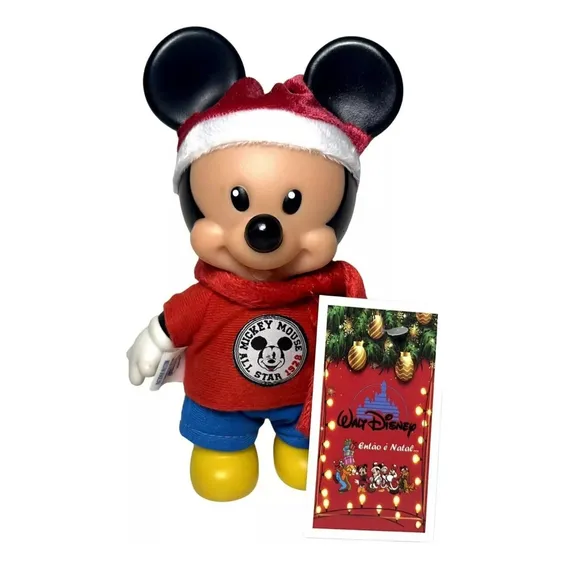 Edição Natal - Boneco Pequeno Personagem Mickey Mouse Noel Natalino - Decoração Natalina Disney - Multibrink Brinquedos Foto 1