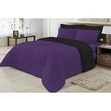 Edredom Casal Malha 100% ALG Antialérgico Preto/roxo Foto  mini 1