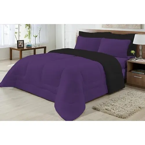 Edredom Casal Malha 100% ALG Antialérgico Preto/roxo Foto 1
