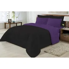 Edredom Casal Malha 100% ALG Antialérgico Preto/roxo Foto mini  3