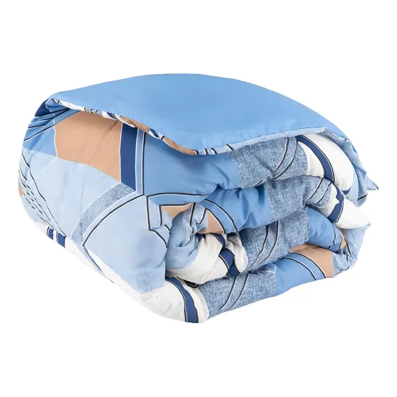 Edredom Solteiro Dupla Face Estampado Cor Azul Foto 1