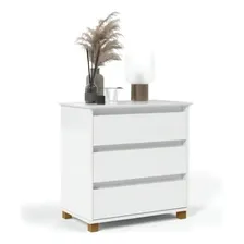 EJ M贸veis Mesa De Cabeceira Mini C么moda Criado 3 Gavetas Ej Branco MDF/MDP Foto mini 1