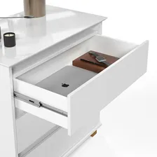 EJ M贸veis Mesa De Cabeceira Mini C么moda Criado 3 Gavetas Ej Branco MDF/MDP Foto mini 2