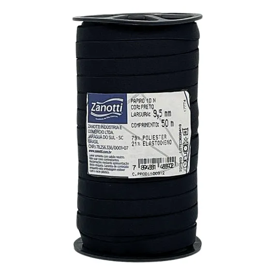 Elastico Zanotti Papiro 10 9,5mm 50 Mts - Preto Foto 1