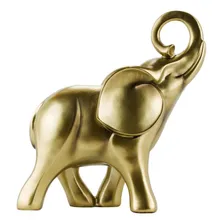 Elefante Dourado Decorativo Resina 17 Cm Foto mini 3