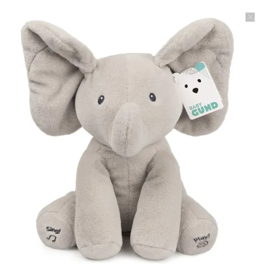Elefante Flappy Animado Gund Canta Brinca Peek-a-boo Cor Cinza Foto 1