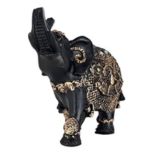 Elefante Indiano Da Sorte M Preto Com Manto Dourado -resina Foto mini 2