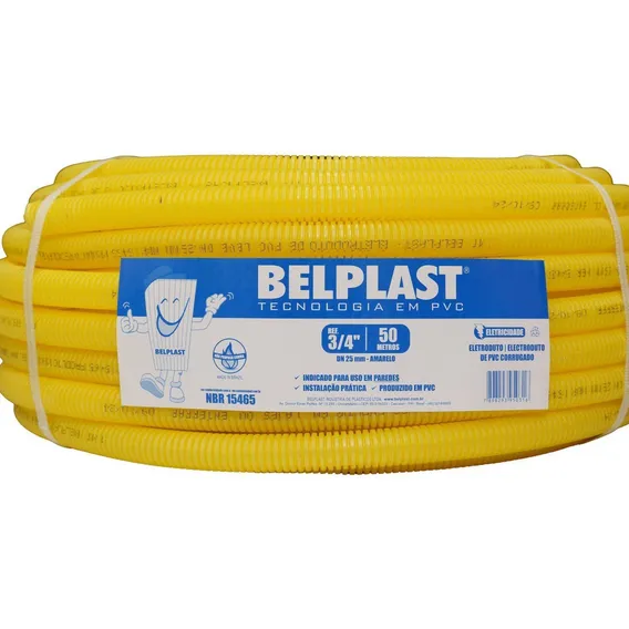 Eletroduto Corrugado Em Pvc Amarelo 25m² - Amarelo Edwt Foto 1