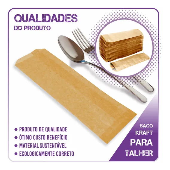 Embalagem De Papel Saco Talher Pardo Liso - 2000 Unidades Foto 1