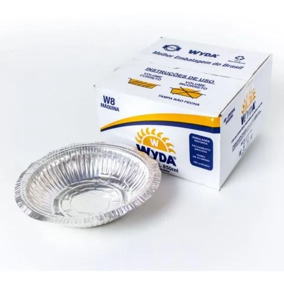Embalagem P/marmitex Alumínio Desc. 850ml fechamento maquina Cx C/100 unidades Foto 1