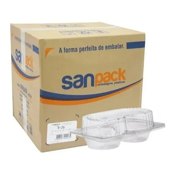 Embalagem Pet Para 2 Doces Retangular Sanpack S-29c (1cx) Cor Água Foto 1