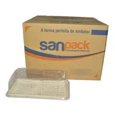 Embalagem Pet Torta Retangular Estreita Sanpack S-65 C/50 Cor Branco Foto mini 1