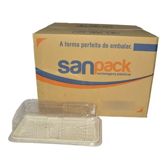 Embalagem Pet Torta Retangular Estreita Sanpack S-65 C/50 Cor Branco Foto 1