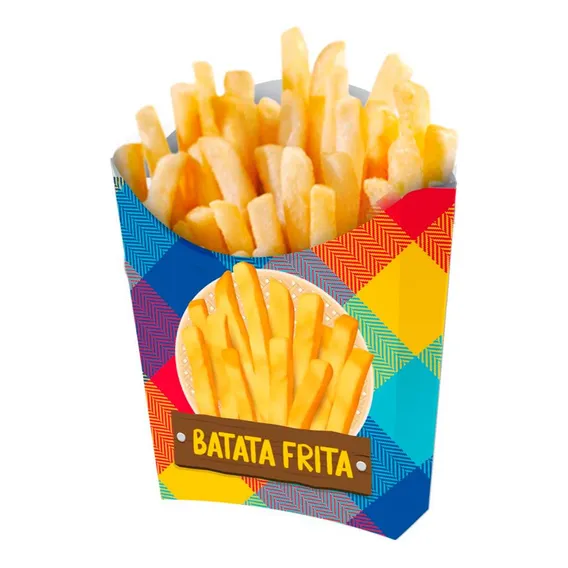 Embalagem Xadrez Batata Frita Grande 13cm Barraca Junina Foto 1