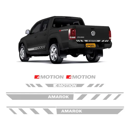 Emblema Adesivo Amarok 4motion Cinza Lateral Traseira Foto 1