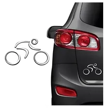 Emblema Adesivo Ciclista Prata Decorativo P/ Carro Foto mini 1