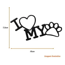 Emblema Adesivo Decorativo I Love My Dog Alto Relevo Preto Foto mini 2