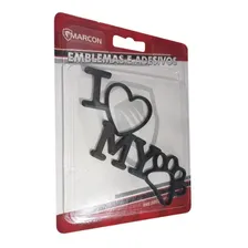 Emblema Adesivo Decorativo I Love My Dog Alto Relevo Preto Foto mini 1