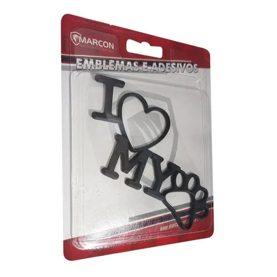 Emblema Adesivo Decorativo I Love My Dog Alto Relevo Preto Foto 1