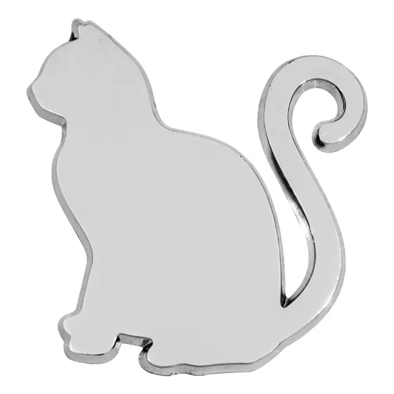 Emblema Adesivo Gato Cromado Carro Moto Capacete E Objetos Foto 1