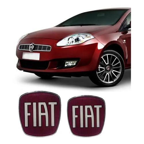 Emblema Kit Adesivo Resinado Fiat Bravo Dianteiro Traseiro Cor Vermelho Foto 1