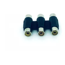 Emenda Rca X Rca Tripla Fêmea Para Macho Cabo Video Áudio Foto mini 1