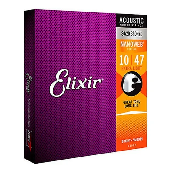 Encordoamento 010 Extra Light Para Violão Aço Elixir Foto 1
