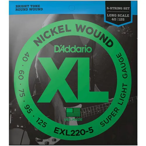 Encordoamento Baixo 5 Cordas 040-.125 Daddario Xl Exl220-5 Foto 1