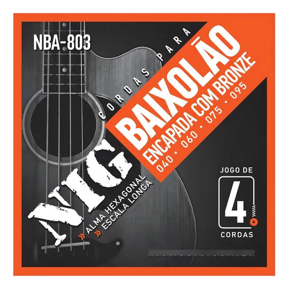 Encordoamento Baixolão 4 Cordas Aço Bronze 80/20 Nig Nba803 Foto 1
