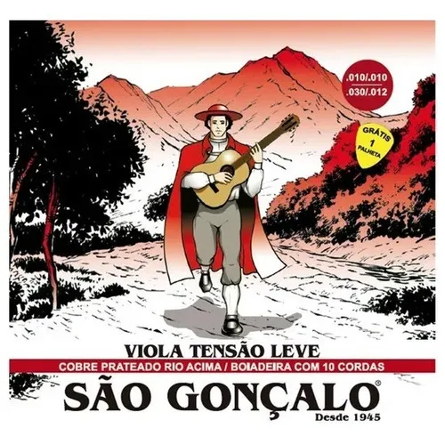 Encordoamento Corda Violão Aço São Gonçalo Tensão Leve 010 Foto 1