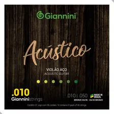 Encordoamento Cordas Violão Aço 010 Giannini Acústico Foto mini 1