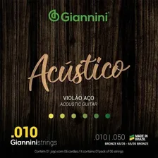 Encordoamento Cordas Violão Aço 010 Giannini Acústico Foto mini 4