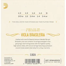 Encordoamento Daddario Viola Caipira Cebolão Ré Ej82a Foto mini 2