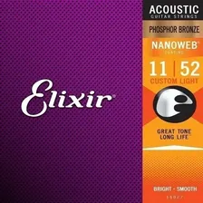 Encordoamento Elixir 011-052 16027 Fósforo Bronze Violão Aço Foto  mini 1