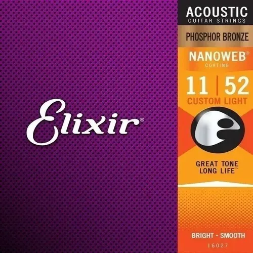 Encordoamento Elixir 011-052 16027 Fósforo Bronze Violão Aço Foto 1